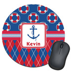 Buoy & Argyle Print Round Mouse Pad (Personalized)