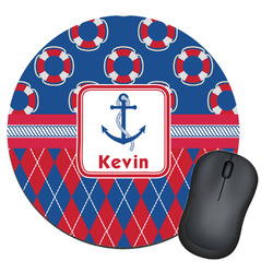 Buoy & Argyle Print Round Mouse Pad (Personalized)