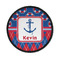 Buoy & Argyle Print Iron On Round Patch w/ Name or Text
