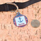 Buoy & Argyle Print Round Pet ID Tag - Large - In Context