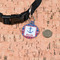 Buoy & Argyle Print Round Pet ID Tag - Small - In Context