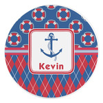 Buoy & Argyle Print Round Stone Trivet (Personalized)