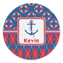 Buoy & Argyle Print Round Stone Trivet (Personalized)