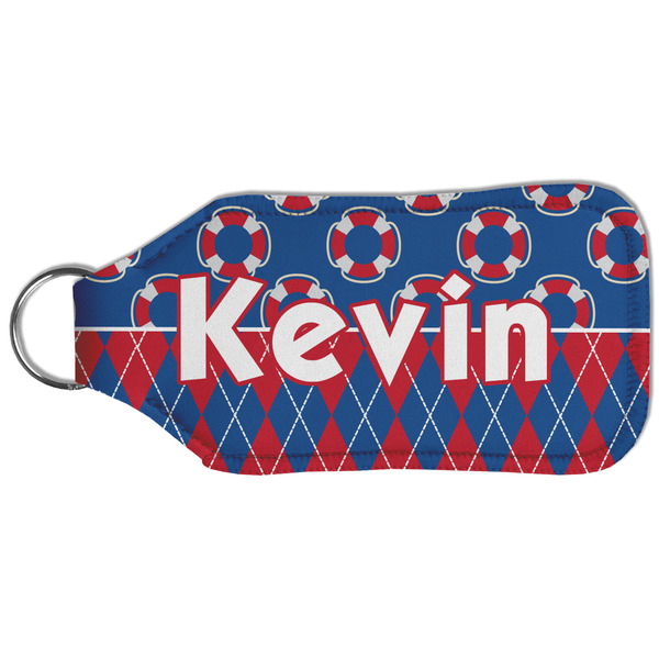 Buoy & Argyle Print Sanitizer Holder Keychain - Large (Back)