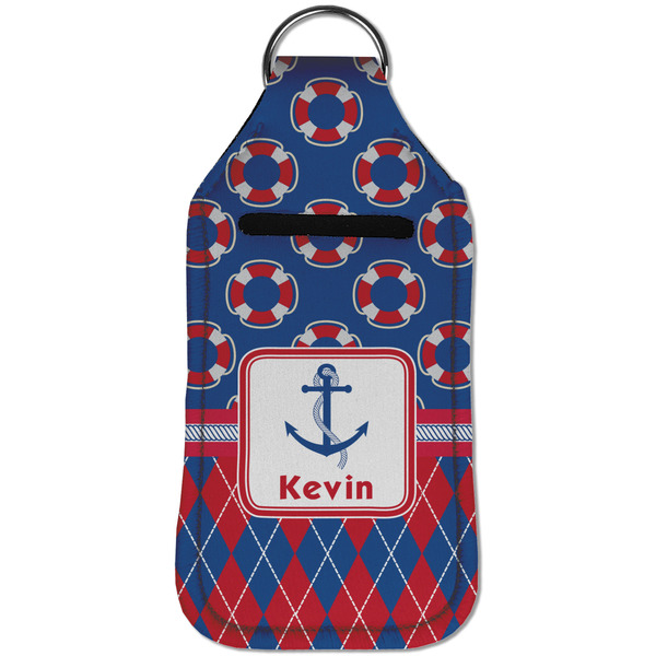 Buoy & Argyle Print Sanitizer Holder Keychain - Large (Front)