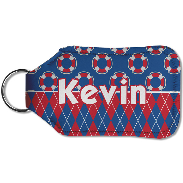 Buoy & Argyle Print Sanitizer Holder Keychain - Small (Back)