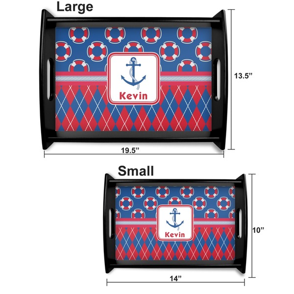 Buoy & Argyle Print Serving Tray Black Sizes