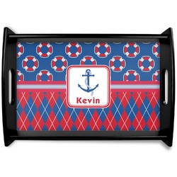 Buoy & Argyle Print Wooden Tray (Personalized)
