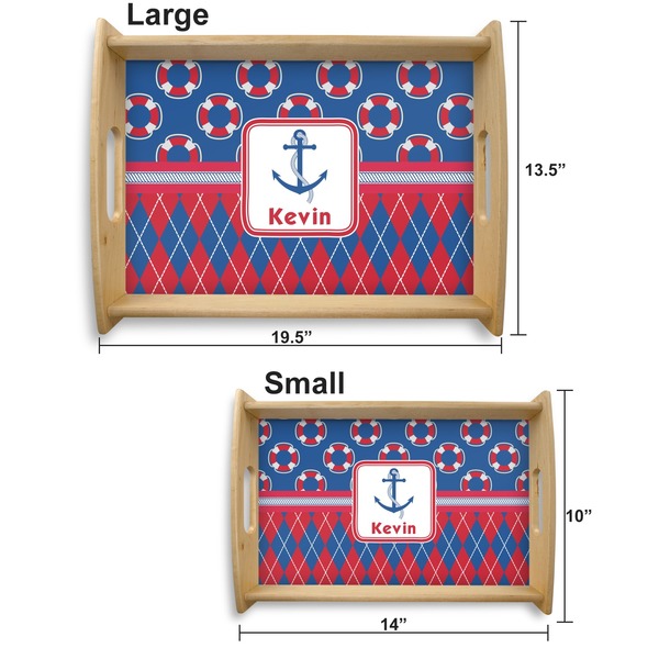 Buoy & Argyle Print Serving Tray Wood Sizes