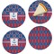 Buoy & Argyle Print Set of 4 Glass Appetizer / Dessert Plate 8" (Personalized)