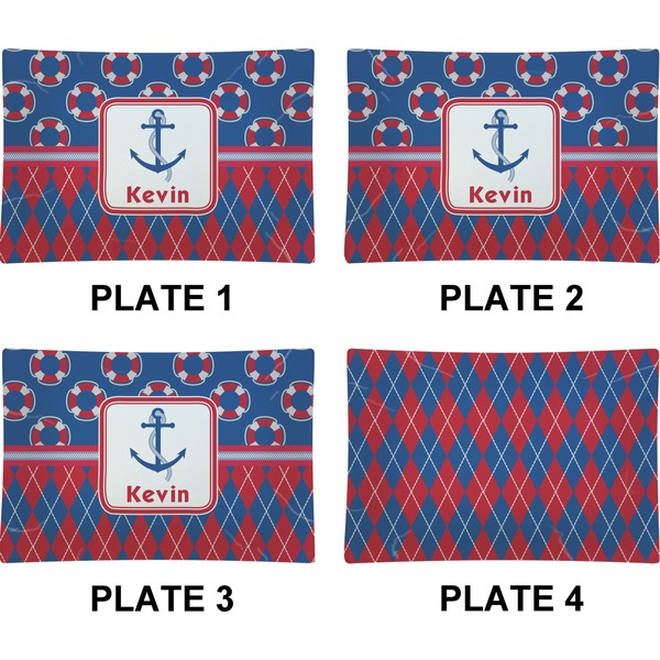 Buoy & Argyle Print Set of Rectangular Appetizer / Dessert Plates (Approval)