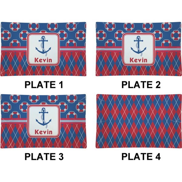 Buoy & Argyle Print Set of Rectangular Dinner Plates (Approval)