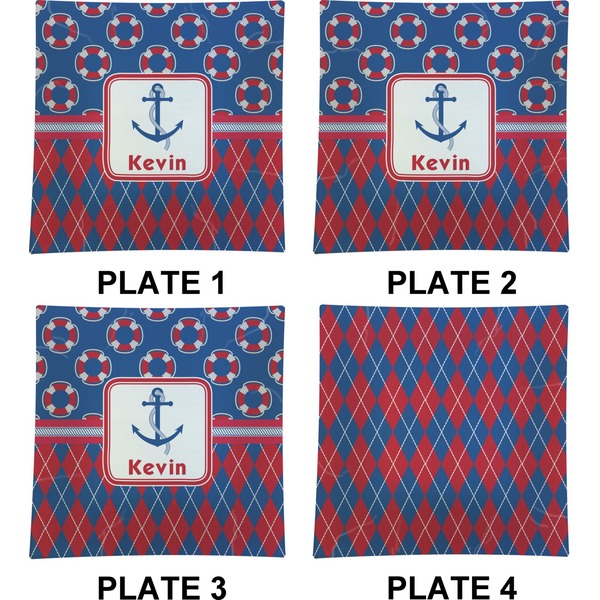Buoy & Argyle Print Set of Square Dinner Plates (Approval)