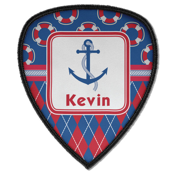 Custom Buoy & Argyle Print Iron on Shield Patch A w/ Name or Text