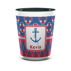 Buoy & Argyle Print Ceramic Shot Glass - 1.5 oz - Two Tone - Single (Personalized)