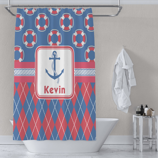 Buoy & Argyle Print Shower Curtain Lifestyle