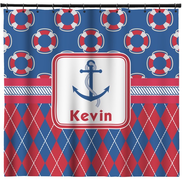 Custom Buoy & Argyle Print Shower Curtain (Personalized)