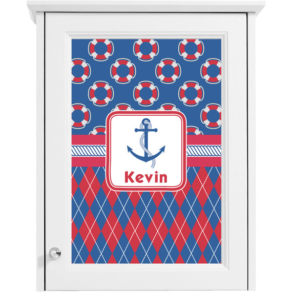 Buoy & Argyle Print Single White Cabinet Decal