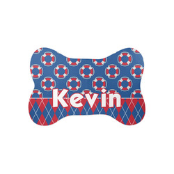 Buoy & Argyle Print Bone Shaped Dog Food Mat (Small) (Personalized)