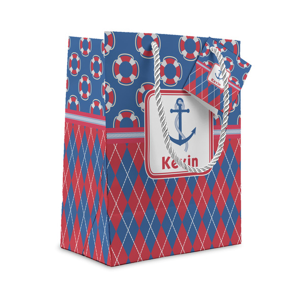 Custom Buoy & Argyle Print Small Gift Bag (Personalized)
