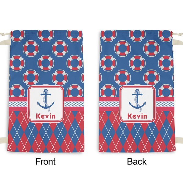 Buoy & Argyle Print Small Laundry Bag - Front & Back View