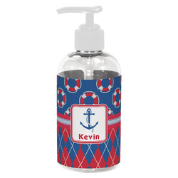 Buoy & Argyle Print Plastic Soap / Lotion Dispenser (8 oz - Small - White) (Personalized)