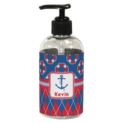 Buoy & Argyle Print Plastic Soap / Lotion Dispenser (8 oz - Small - Black) (Personalized)