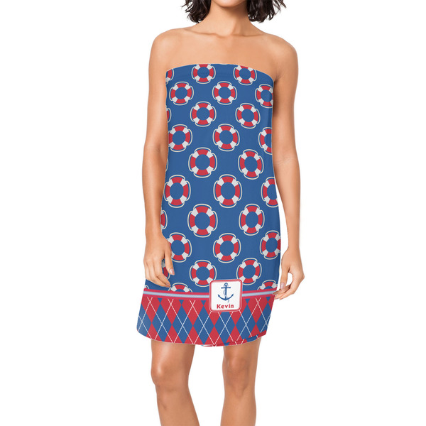 Custom Buoy & Argyle Print Spa / Bath Wrap w/ Name or Text