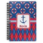 Buoy & Argyle Print Spiral Notebook - 7x10 w/ Name or Text