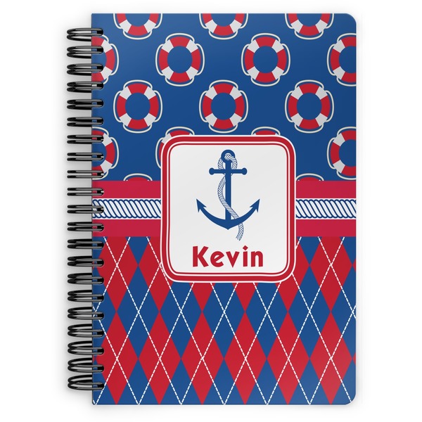 Custom Buoy & Argyle Print Spiral Notebook (Personalized)