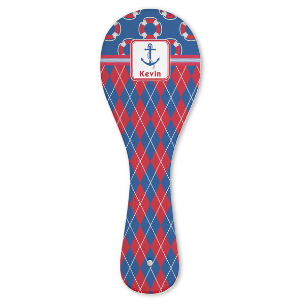 Custom Buoy & Argyle Print Ceramic Spoon Rest (Personalized)