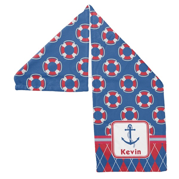Buoy & Argyle Print Sports Towel Folded - Both Sides Showing