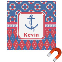 Buoy & Argyle Print Square Car Magnet - 10" (Personalized)