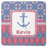 Buoy & Argyle Print Square Rubber Backed Coaster (Personalized)