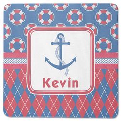 Buoy & Argyle Print Square Rubber Backed Coaster (Personalized)