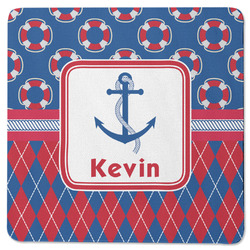 Buoy & Argyle Print Square Rubber Backed Coaster (Personalized)