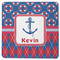 Buoy & Argyle Print Square Rubber Backed Coaster (Personalized)