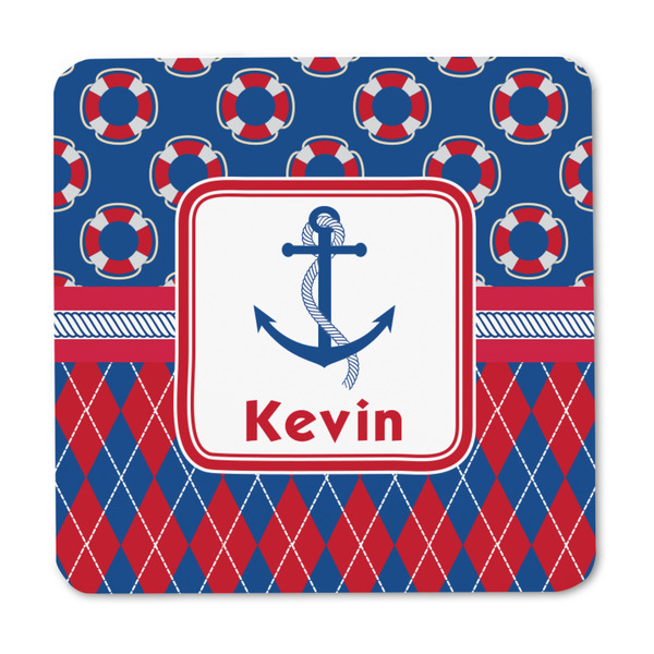 Buoy & Argyle Print Square Fridge Magnet - FRONT
