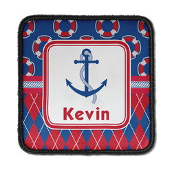 Buoy & Argyle Print Iron On Square Patch w/ Name or Text