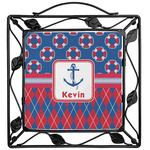Buoy & Argyle Print Square Trivet (Personalized)