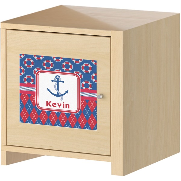 Buoy & Argyle Print Square Wall Decal on Wooden Cabinet