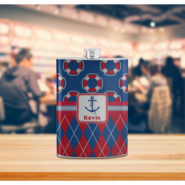 Buoy & Argyle Print Stainless Steel Flask - LIFESTYLE 2