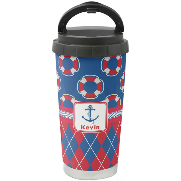 Custom Buoy & Argyle Print Stainless Steel Coffee Tumbler (Personalized)