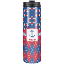 Buoy & Argyle Print Stainless Steel Skinny Tumbler - 20 oz (Personalized)