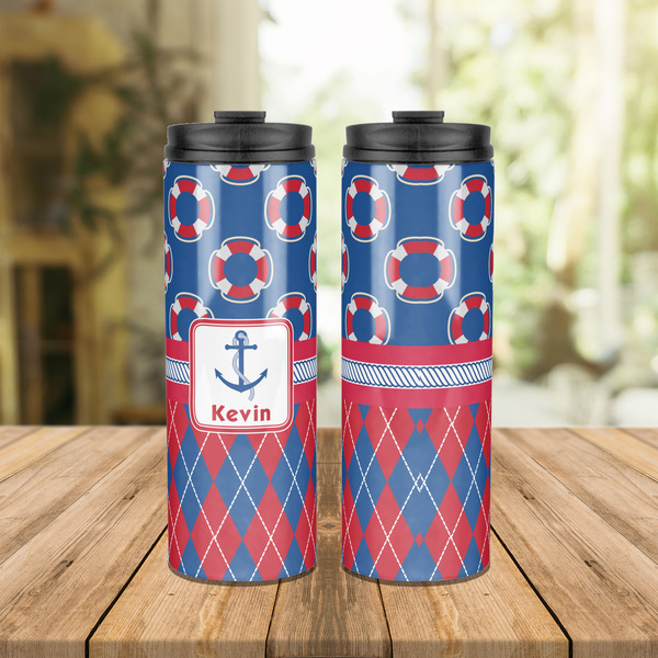 Buoy & Argyle Print Stainless Steel Tumbler - Lifestyle