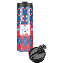 Buoy & Argyle Print Stainless Steel Skinny Tumbler (Personalized)