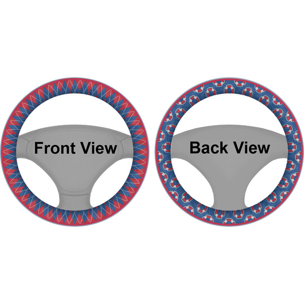 Buoy & Argyle Print Steering Wheel Cover- Front and Back