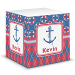 Buoy & Argyle Print Sticky Note Cube (Personalized)