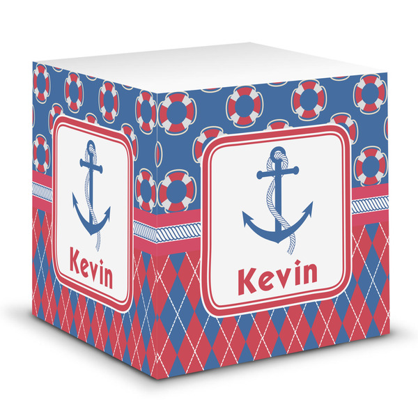 Custom Buoy & Argyle Print Sticky Note Cube (Personalized)