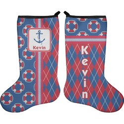 Buoy & Argyle Print Holiday Stocking - Double-Sided - Neoprene (Personalized)